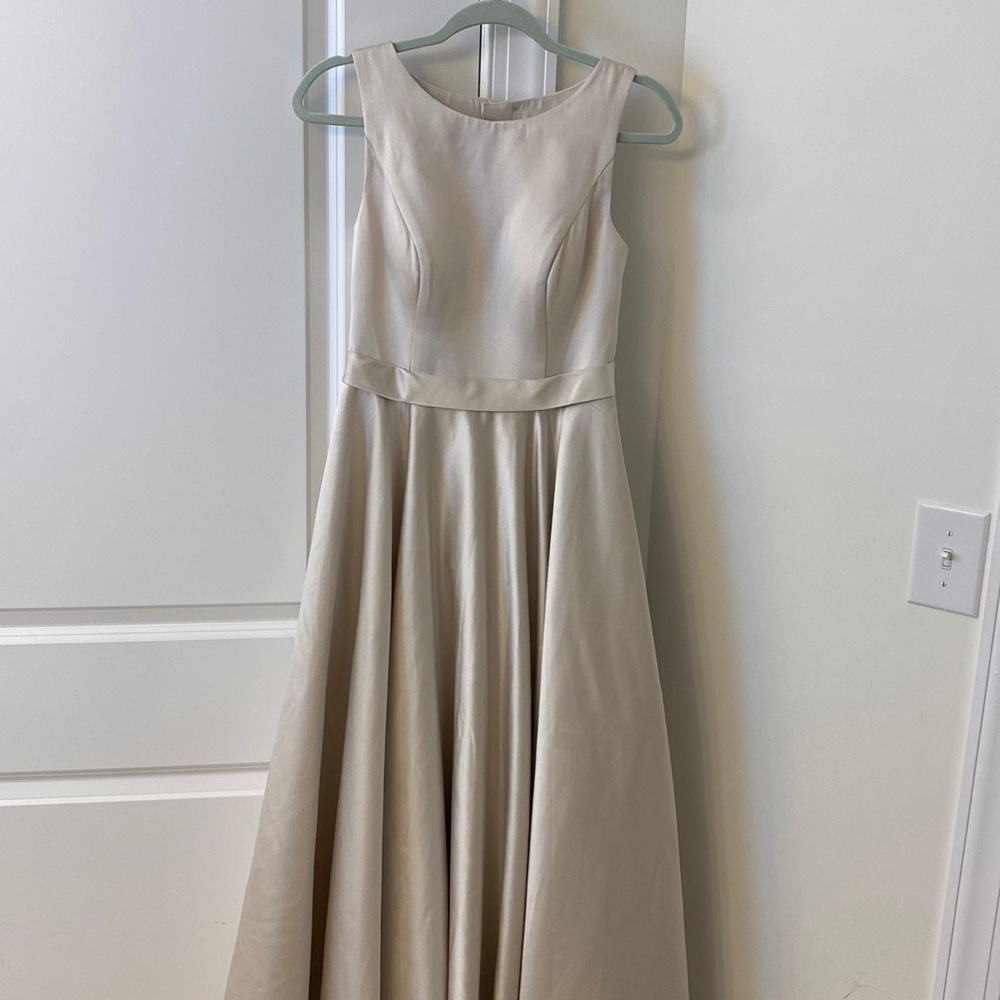 Azazie ivory satin bridesmaid dress. Worn once.